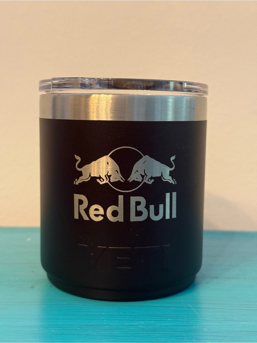 YETI Rambler 10 oz Lowball Tumbler Mammoth Red Bull Engraved w/ MagSlider Lid